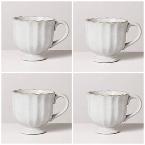 (4) 12oz Scalloped Edge Ceramic Mug with Foot from Hearth & Hand™ with Magnolia